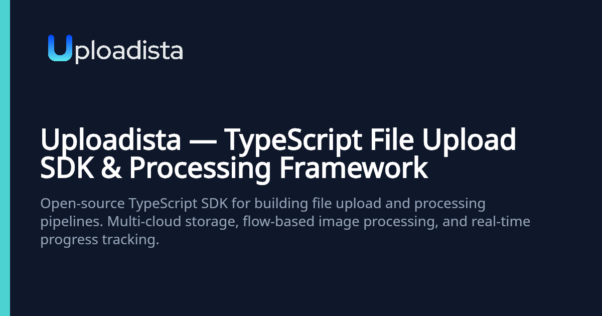 Uploadista — TypeScript File Upload SDK & Processing Framework